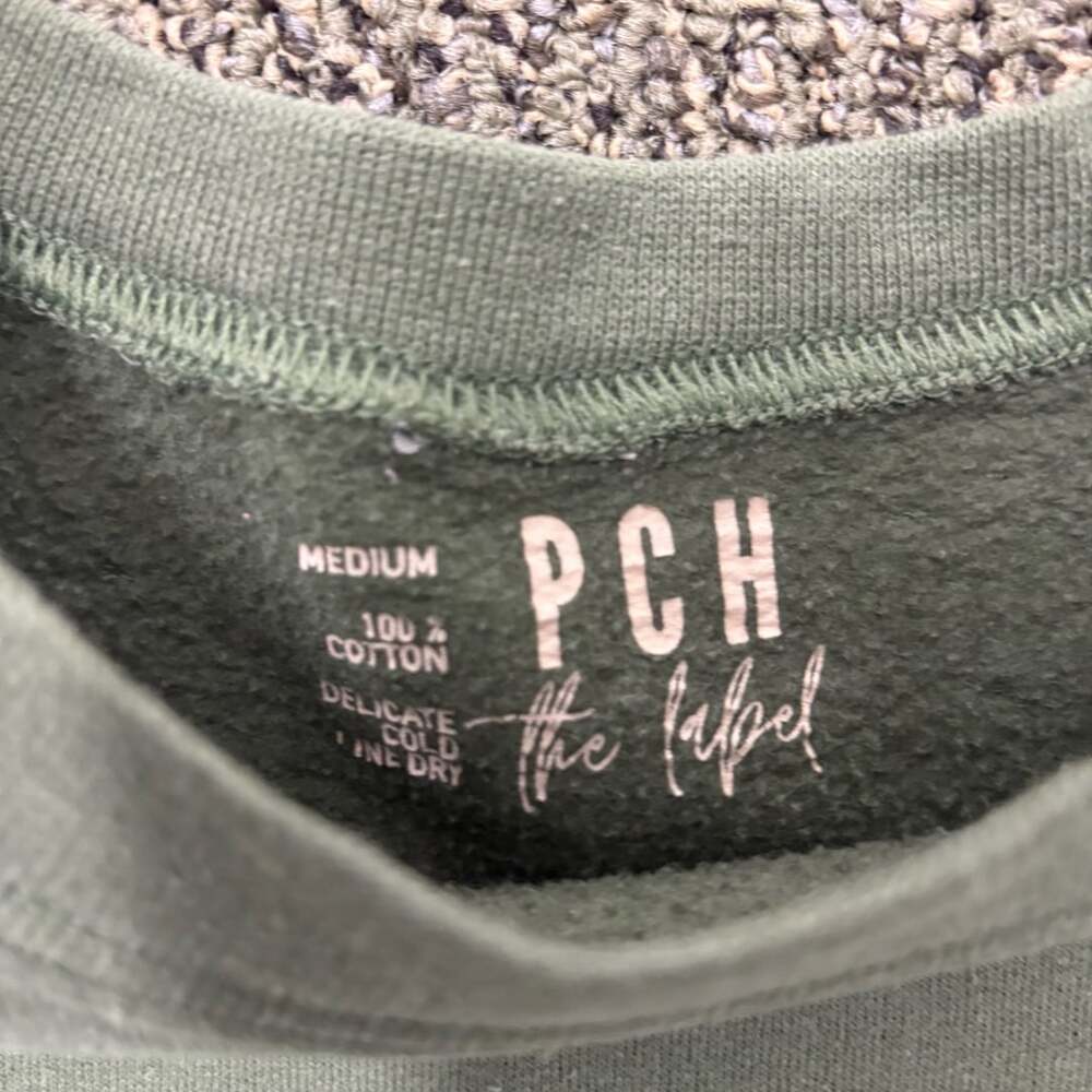 PCH the Label Sweatshirt Size Medium Olive Green Cropped - Picture 3 of 3